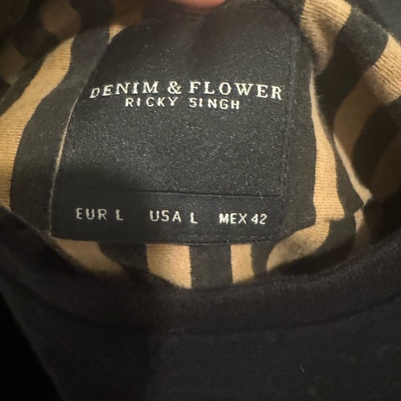 Denim & Flower Two-Tone Black and Tan Men's Shirt size large - Picture 3 of 4